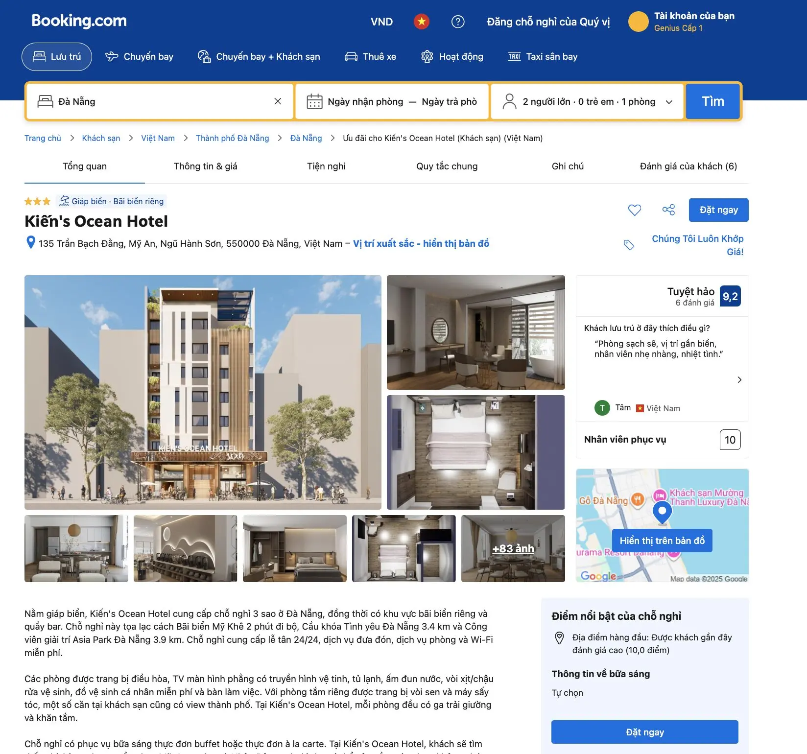 Kiến Ocean Hotel trên nền tảng booking.com