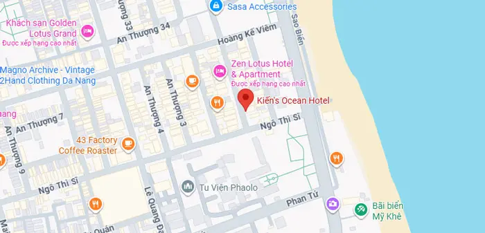 Kiến Ocean Hotel có vị trí gần biển Mỹ Khê