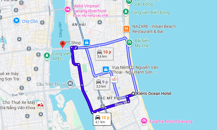 Từ Kiến's Ocean Hotel dễ dàng di chuyển đến điểm ngắm pháo hoa DIFF